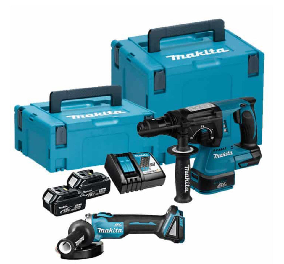 Kit 2 in 1 18V LXT (2x5,0Ah) (DHR243Z + DGA504Z) in Mackpac - MAKITA DLX2125TJ1